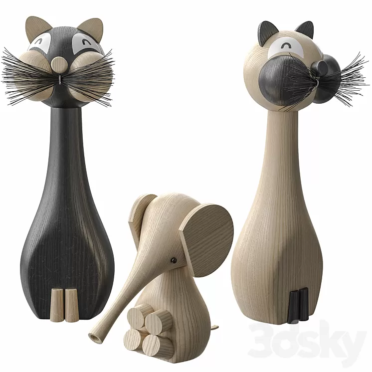 Lucie Kaas Baby Elephant and Siamese Cat 3D Model
