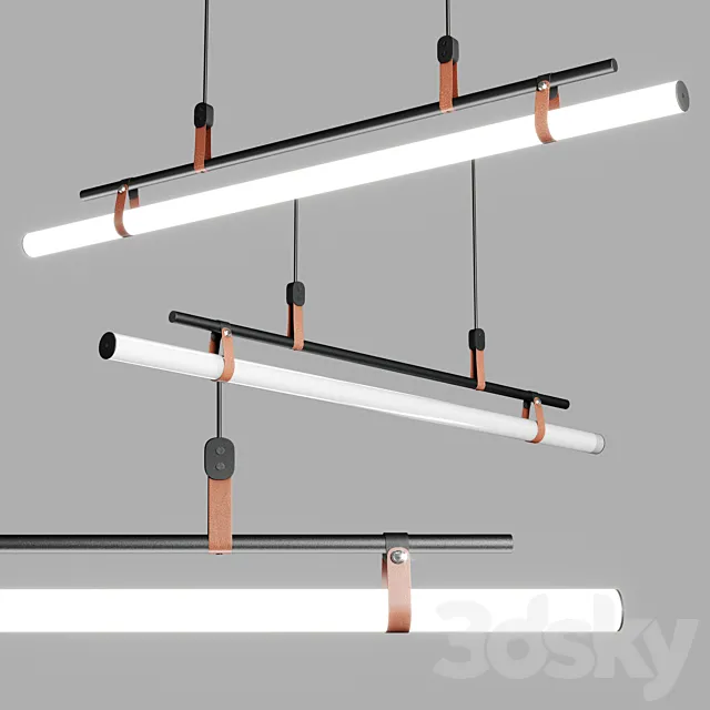 Lucien Tube Chandelier – Leather pendant light – decorlyn 3D Model