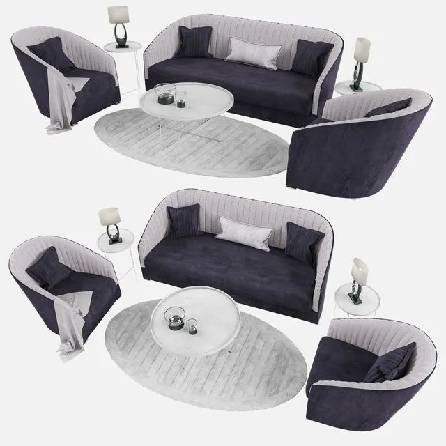 Lucilla Armchair and Sofa 3D Model Lucilla Armchair and Sofa 3D Model