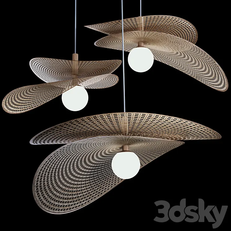 Luciole Rattan Pendant Light by La Vie 3D Model Free Download