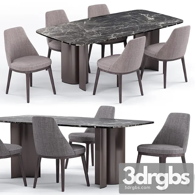 Lucylle Dining Chair and Gullwing Table Lema 3D Model Download