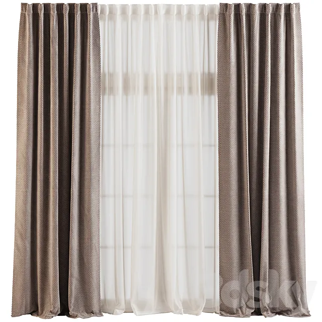 Luiz Curtain with Tulle 3D Model
