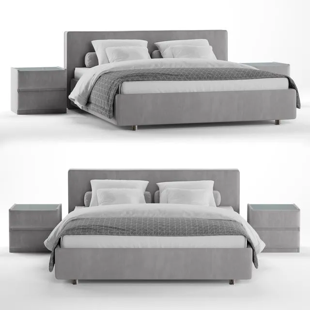 Luiza Grand bed with Oscar side tables 3D Model Luiza Grand bed with Oscar side tables 3D Model