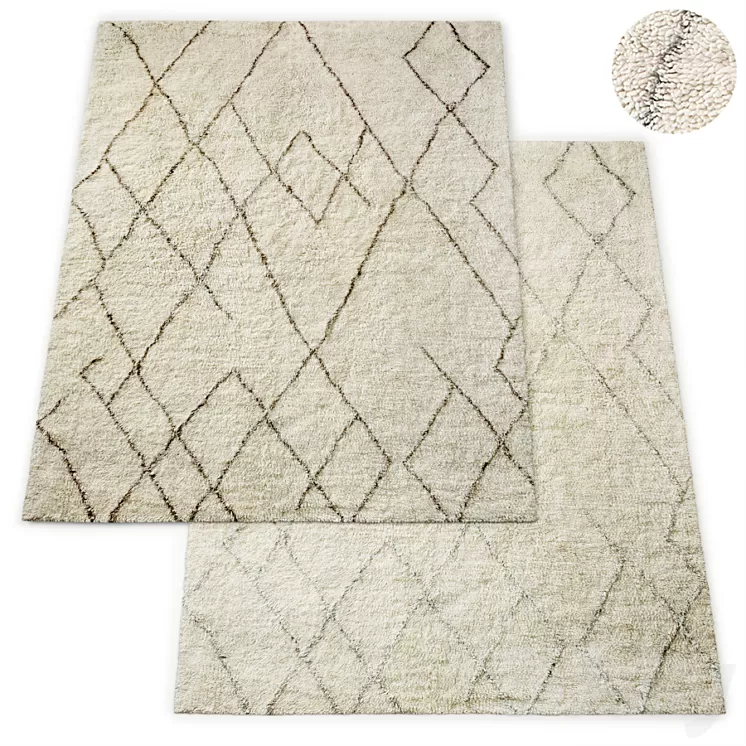 Lumina Sketched Hand-Knotted Wool Shag Rug RH Collection 3D Model Lumina Sketched Hand-Knotted Wool Shag Rug RH Collection 3D Model