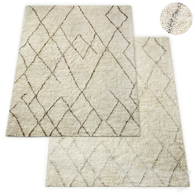 Lumina Sketched Hand-Knotted Wool Shag Rug RH Collection 3DModel Lumina Sketched Hand-Knotted Wool Shag Rug RH Collection 3DModel