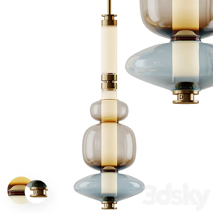 Luna Pendant in Glass and Metal by Gabriel Scott 3D Model