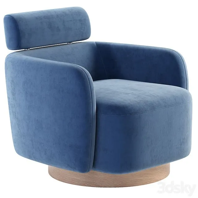 Luna Swivel Accent Chair With Adjustable Backrest 3D Model