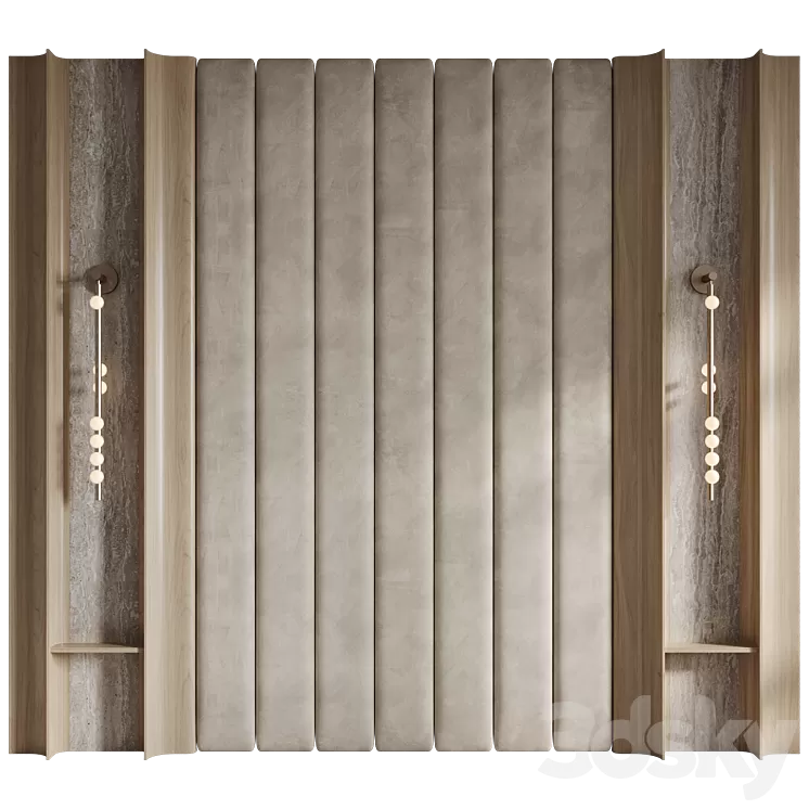 Lunar headboard with upholstered panels 3D Model Free Download Lunar headboard with upholstered panels 3D Model Free Download