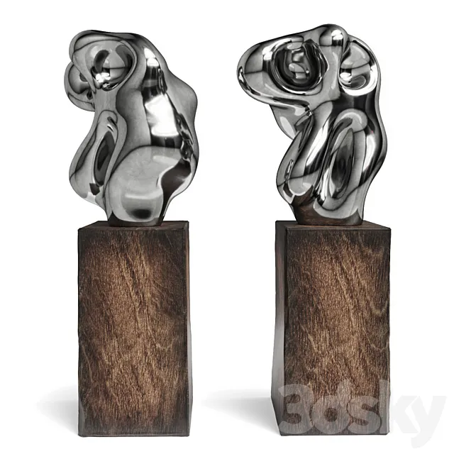 Lunar spectral abstract sculpture chrome 3D Model Lunar spectral abstract sculpture chrome 3D Model