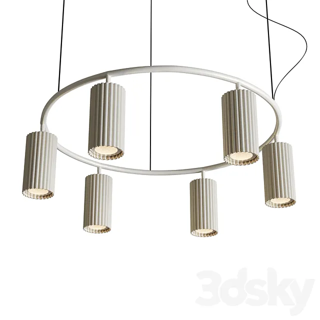 LUPS 6 Head Round Nordic Spot Chandelier 3D Model LUPS 6 Head Round Nordic Spot Chandelier 3D Model