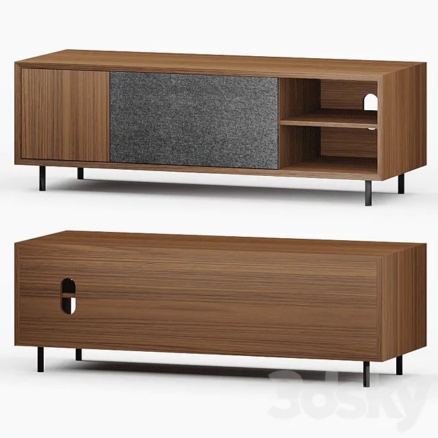 Luther Large Tv Stand Walnut 3D Model Luther Large Tv Stand Walnut 3D Model