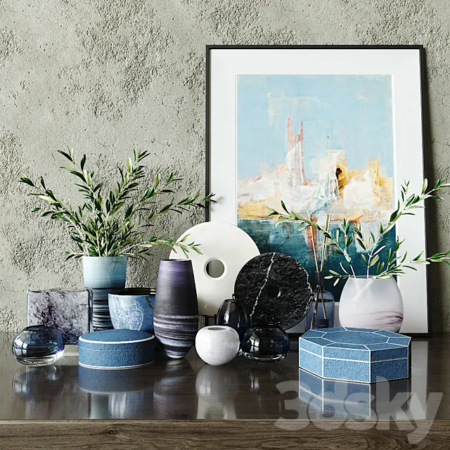 LUXDECO decor set blue 3D Model