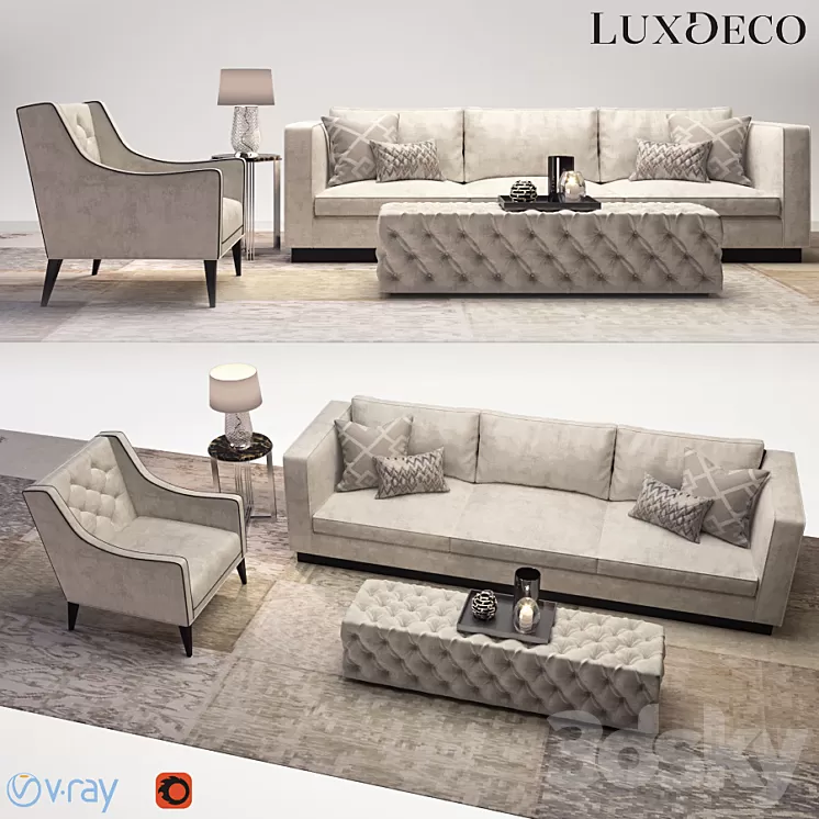 Luxdeco living room furniture set 3D Model Luxdeco living room furniture set 3D Model