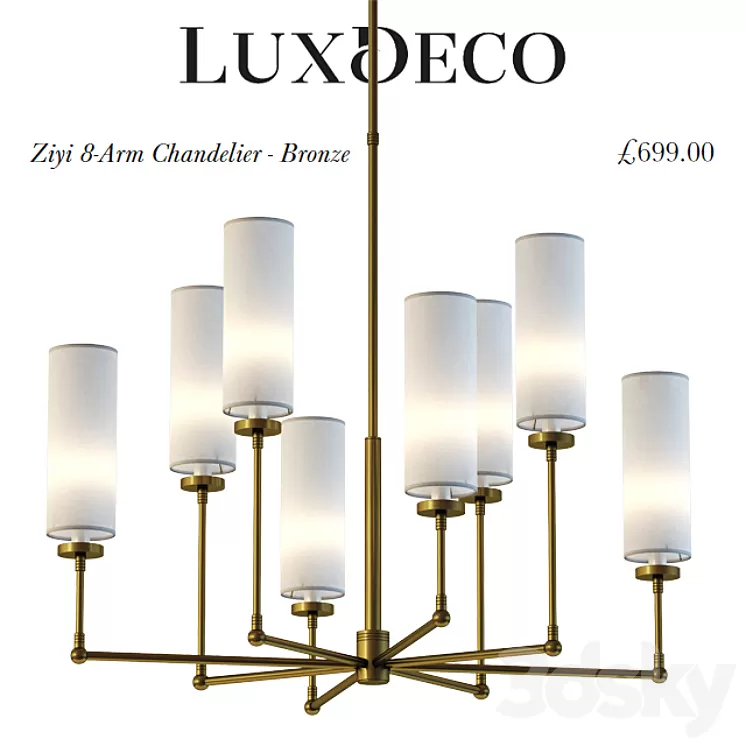 LuxDeco \/ ZIYI 8-ARM CHANDELIER 3D Model LuxDeco \/ ZIYI 8-ARM CHANDELIER 3D Model