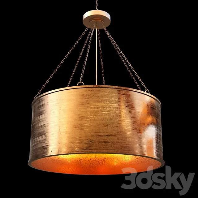 luxe patina metal drum shade pendant 3D Model
