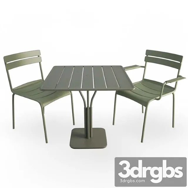 Luxembourg metallic table and chairs 2 3D Model Download