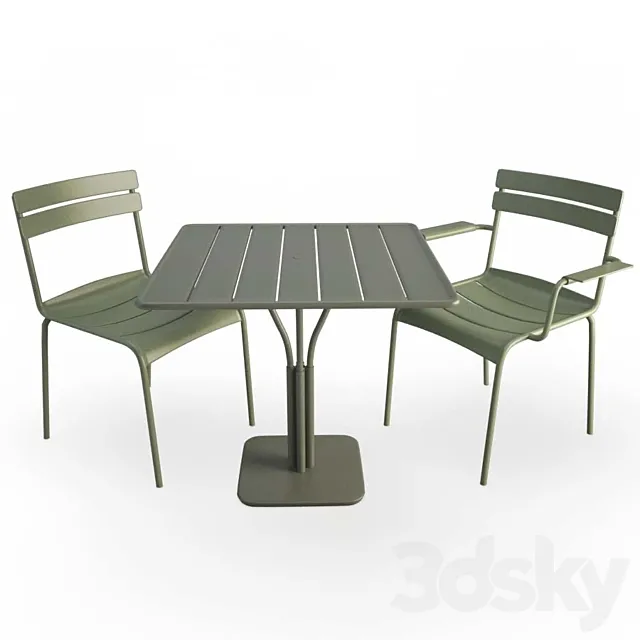 Luxembourg Metallic Table and Chairs 3D Model