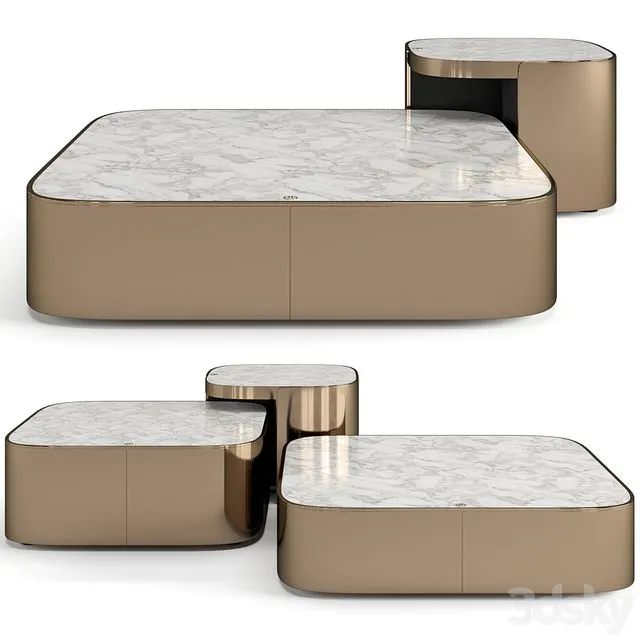 Luxence Luxury Living Parsons coffee tables set 3D Model Luxence Luxury Living Parsons coffee tables set 3D Model