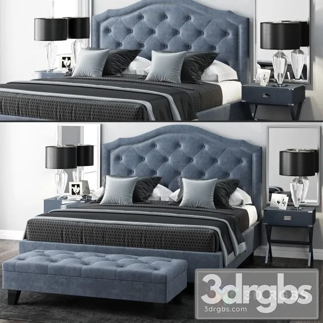 LuXeo Brentwood Queen Tufted Bed 3D Model Download