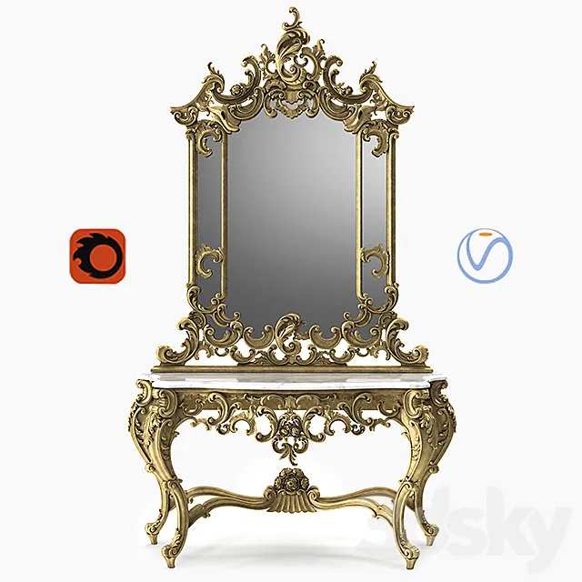 Luxurious classic console 3D Model