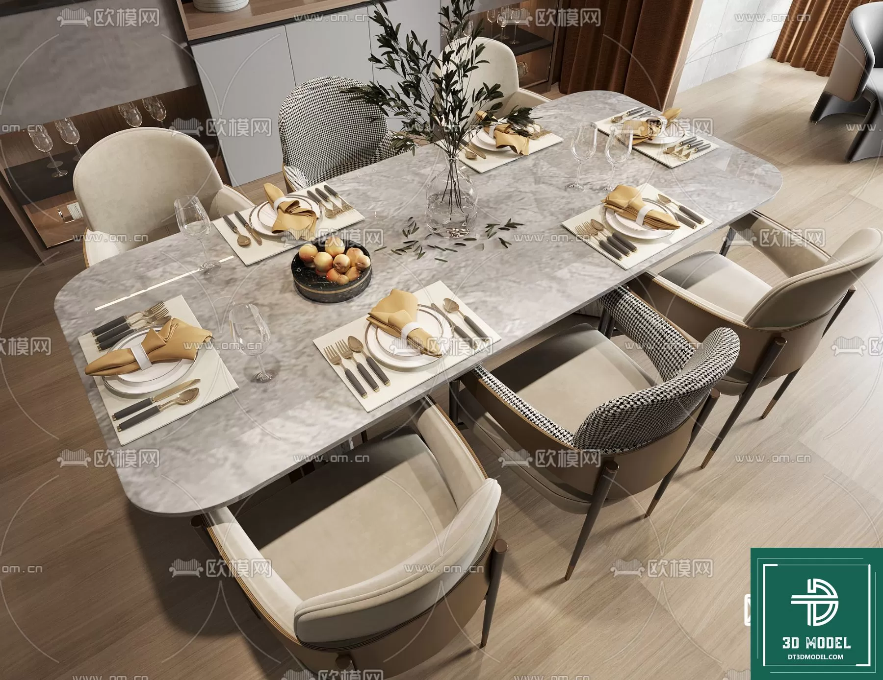 LUXURY – 3D Models – DINING TABLE SETS – 035 LUXURY – 3D Models – DINING TABLE SETS – 035