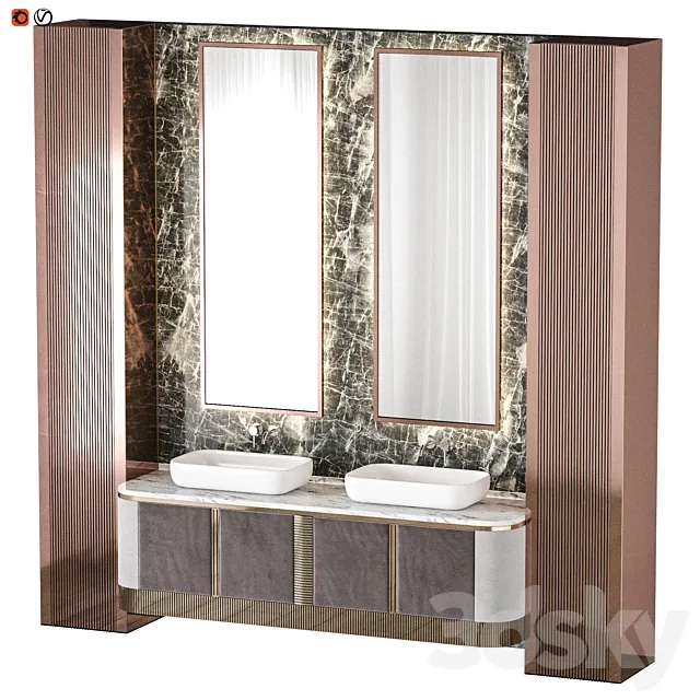 Luxury Bathroom Modern Stone 3D Model Luxury Bathroom Modern Stone 3D Model