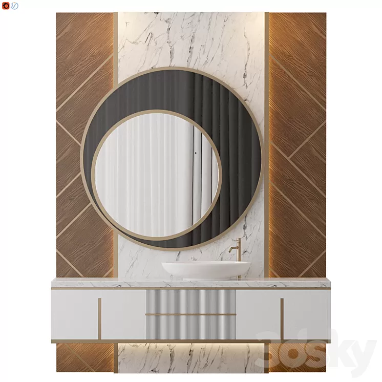 Luxury Bathroom White 3D Model Luxury Bathroom White 3D Model