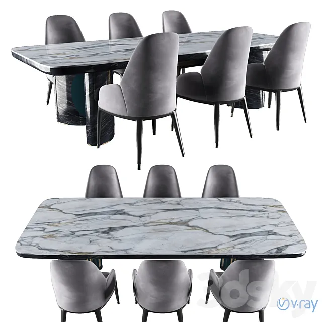 LUXURY – Charisma Dining Table Chair 3D Model