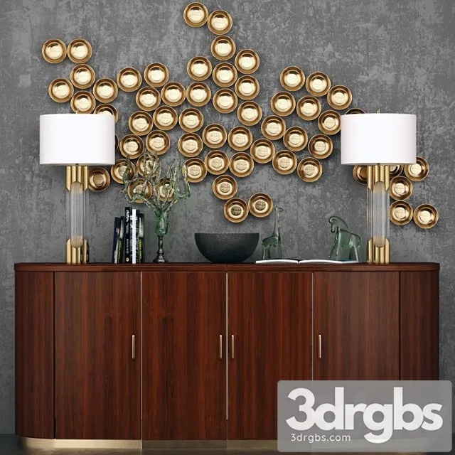 Luxury chest of drawers with lamps and decor. panel 2 3D Model Download