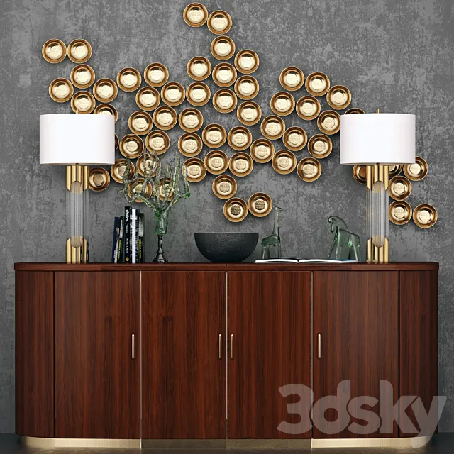 Luxury chest of drawers with lamps and decor. panel 3DModel Luxury chest of drawers with lamps and decor. panel 3DModel