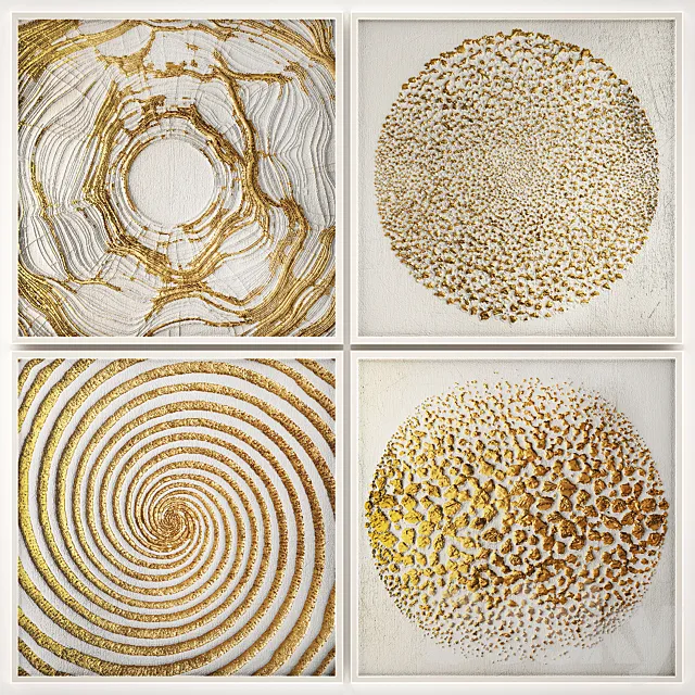 Luxury collection of white gold modern paintings frame wall decor decoration decor frame baguette. Set of 10 3D Model