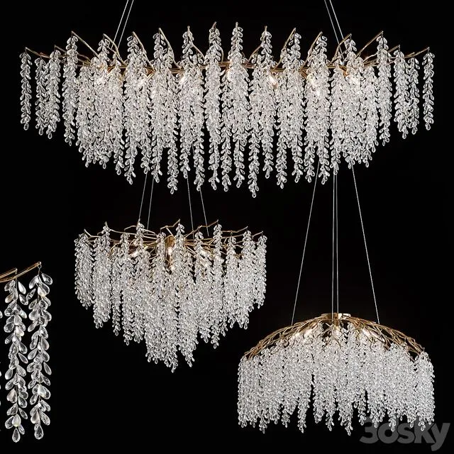 Luxury Crystal LED Chandeliers 3D Model Luxury Crystal LED Chandeliers 3D Model