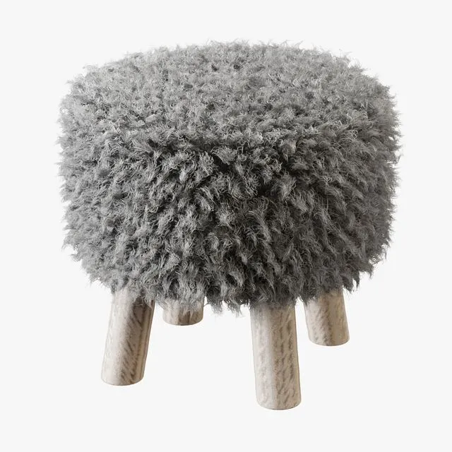Luxury Gotland sheepskin stool 3D Model Luxury Gotland sheepskin stool 3D Model