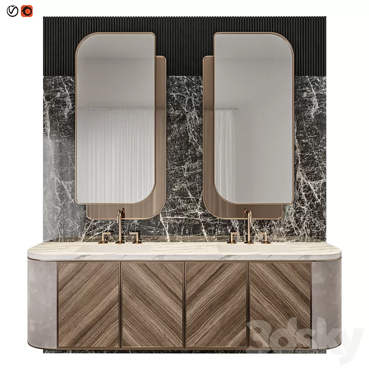 Luxury Marble Wood Bathroom 3D Model Luxury Marble Wood Bathroom 3D Model