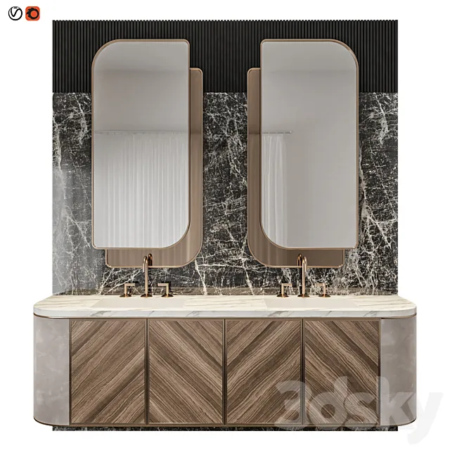 Luxury Marble Wood Bathroom 3DModel Luxury Marble Wood Bathroom 3DModel