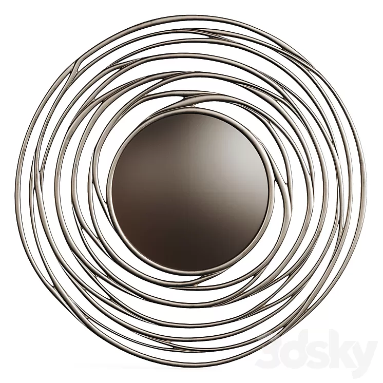 Luxury Mirror Round Metal 0056 GOLD 3D Model Free Download