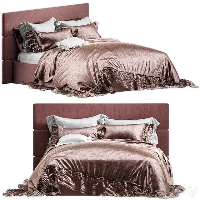 Luxury romantic bedding set 3D Model Luxury romantic bedding set 3D Model