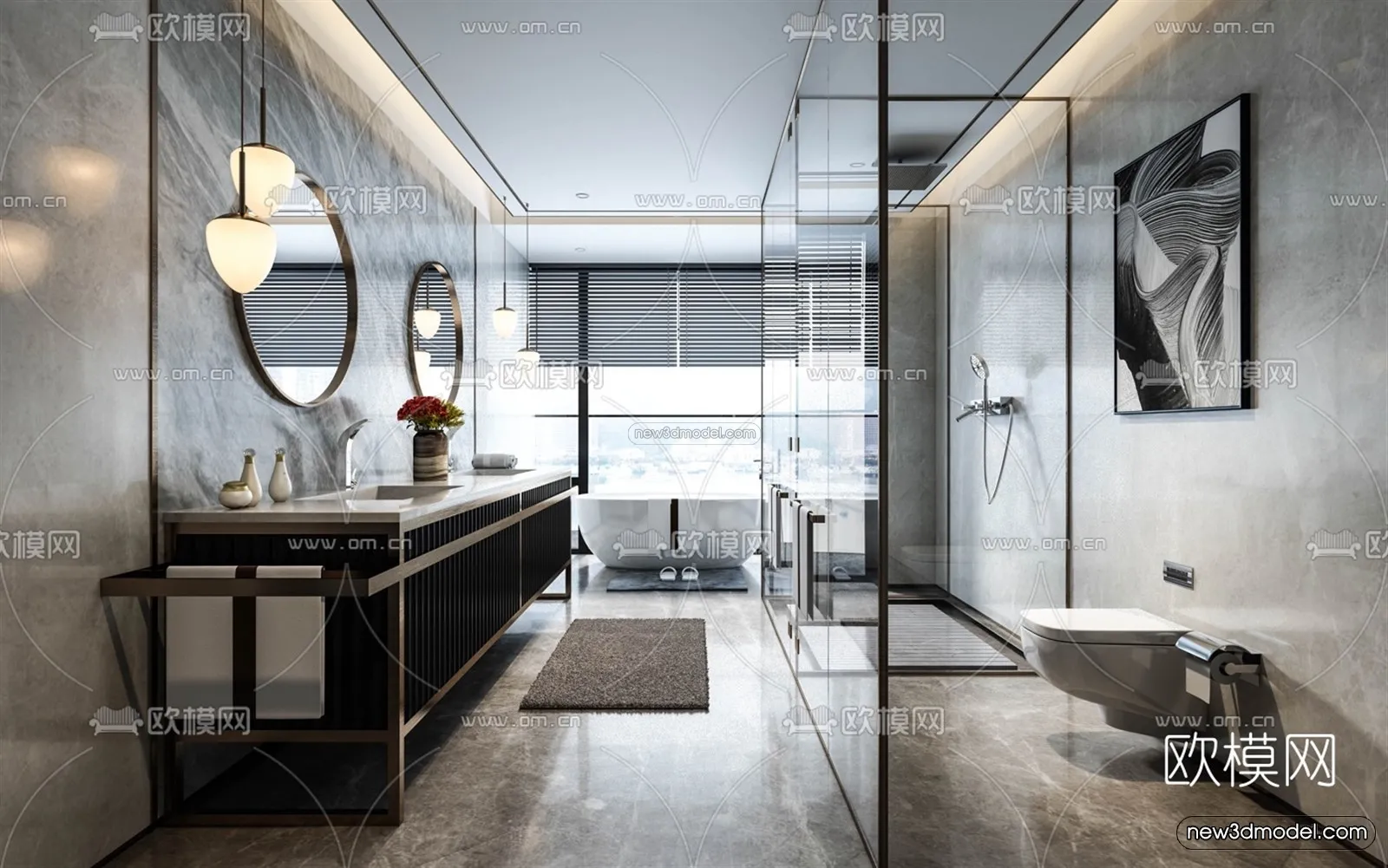 Luxury Style Interior 3D Blocks – Bathroom 3D Model – 279 – VRAY