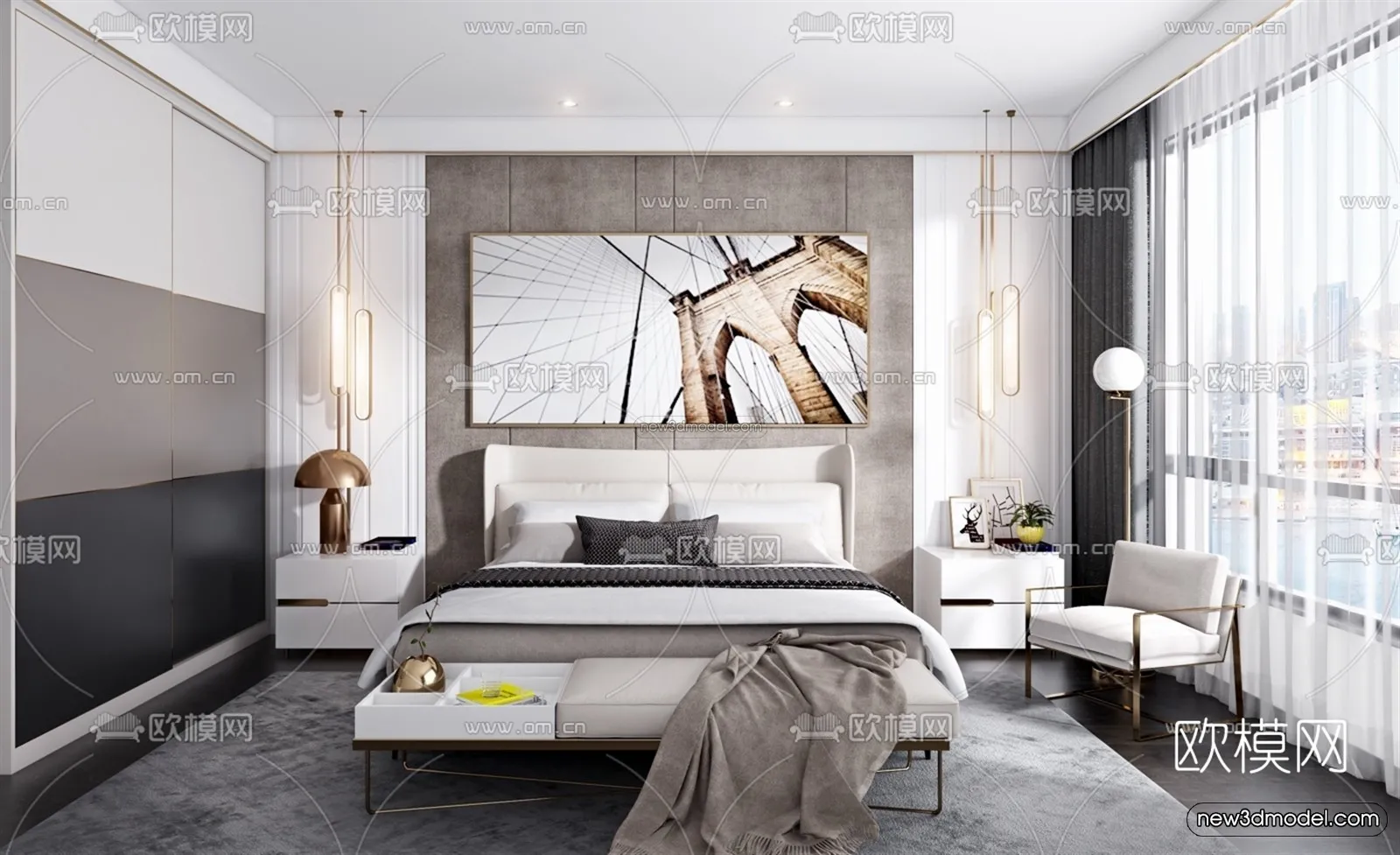 Luxury Style Interior 3D Blocks – Bedroom 3D Model – 202 – VRAY