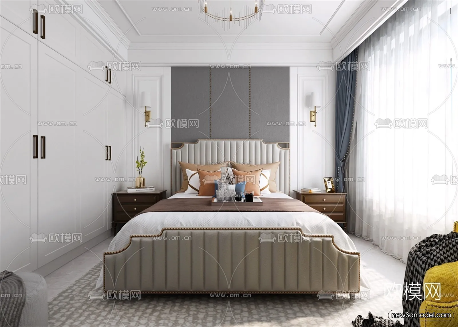 Luxury Style Interior 3D Blocks – Bedroom 3D Model – 203 – VRAY