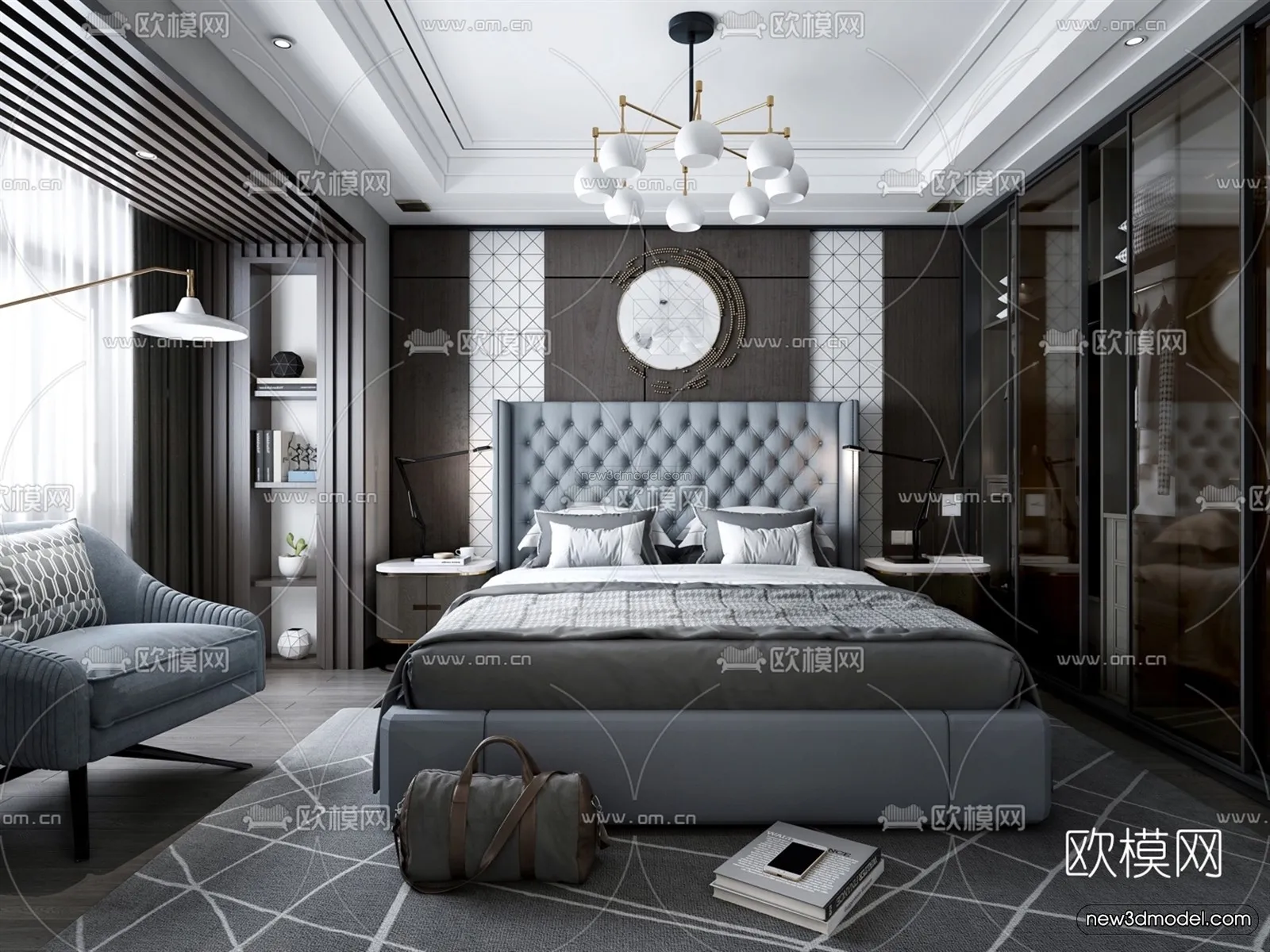 Luxury Style Interior 3D Blocks – Bedroom 3D Model – 204 – VRAY