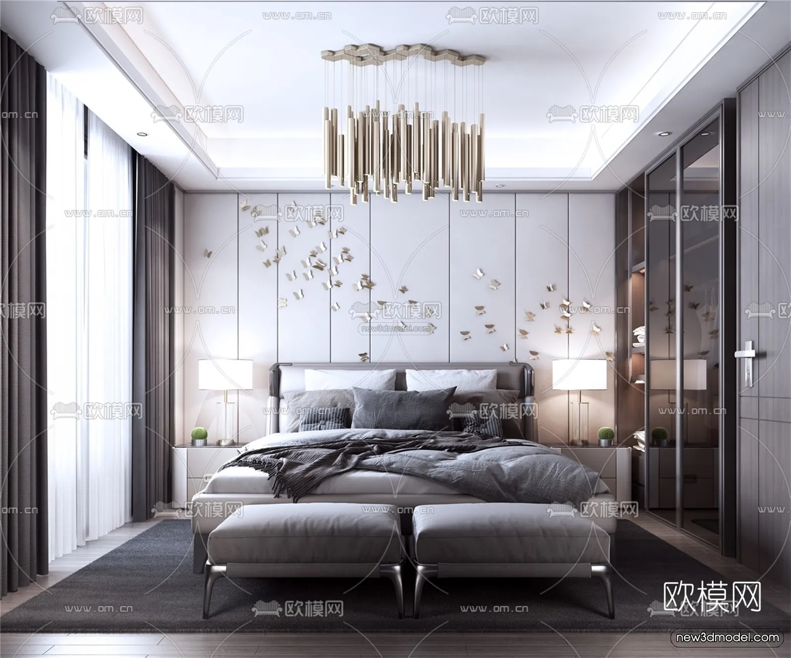 Luxury Style Interior 3D Blocks – Bedroom 3D Model – 206 – VRAY