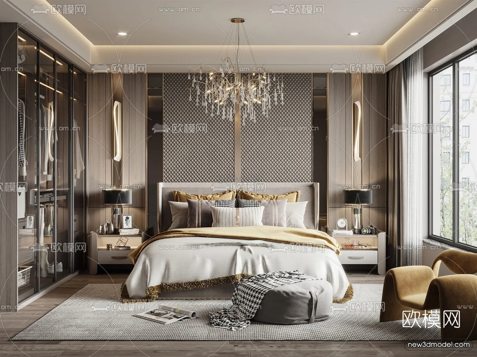 Luxury Style Interior 3D Blocks – Bedroom 3D Model – 218 – VRAY