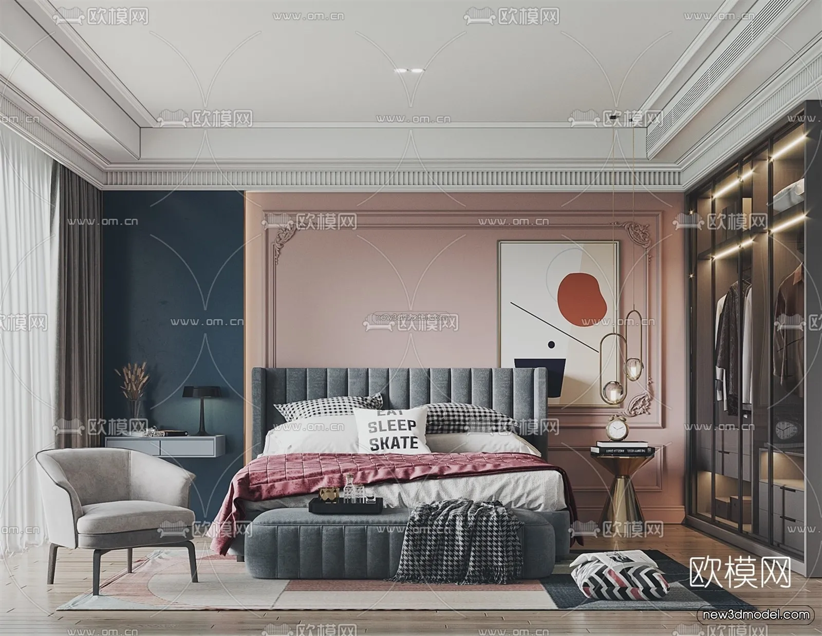 Luxury Style Interior 3D Blocks – Bedroom 3D Model – 224 – VRAY