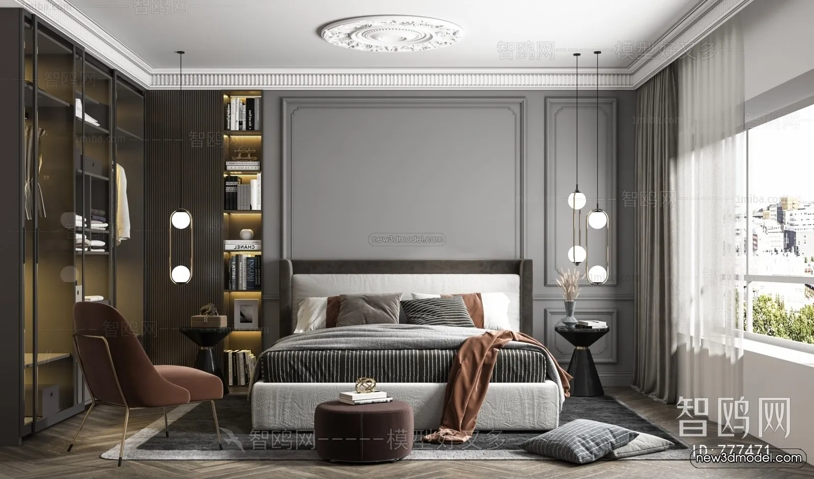 Luxury Style Interior 3D Blocks – Bedroom 3D Model – 225 – VRAY