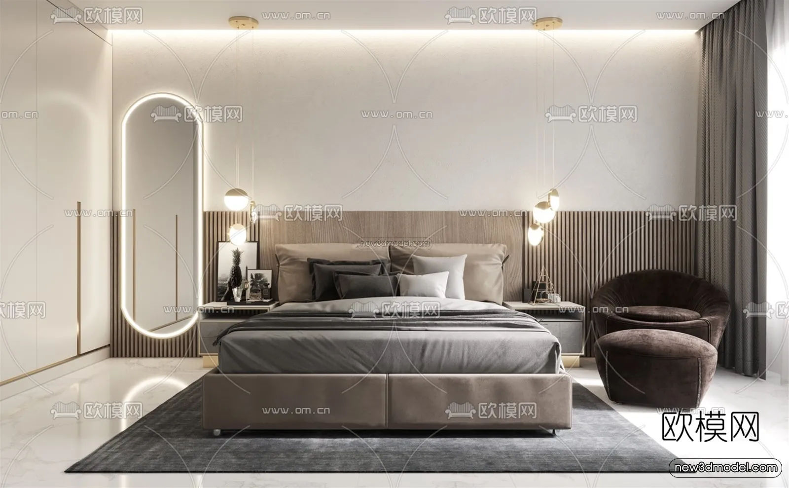 Luxury Style Interior 3D Blocks – Bedroom 3D Model – 232 – VRAY