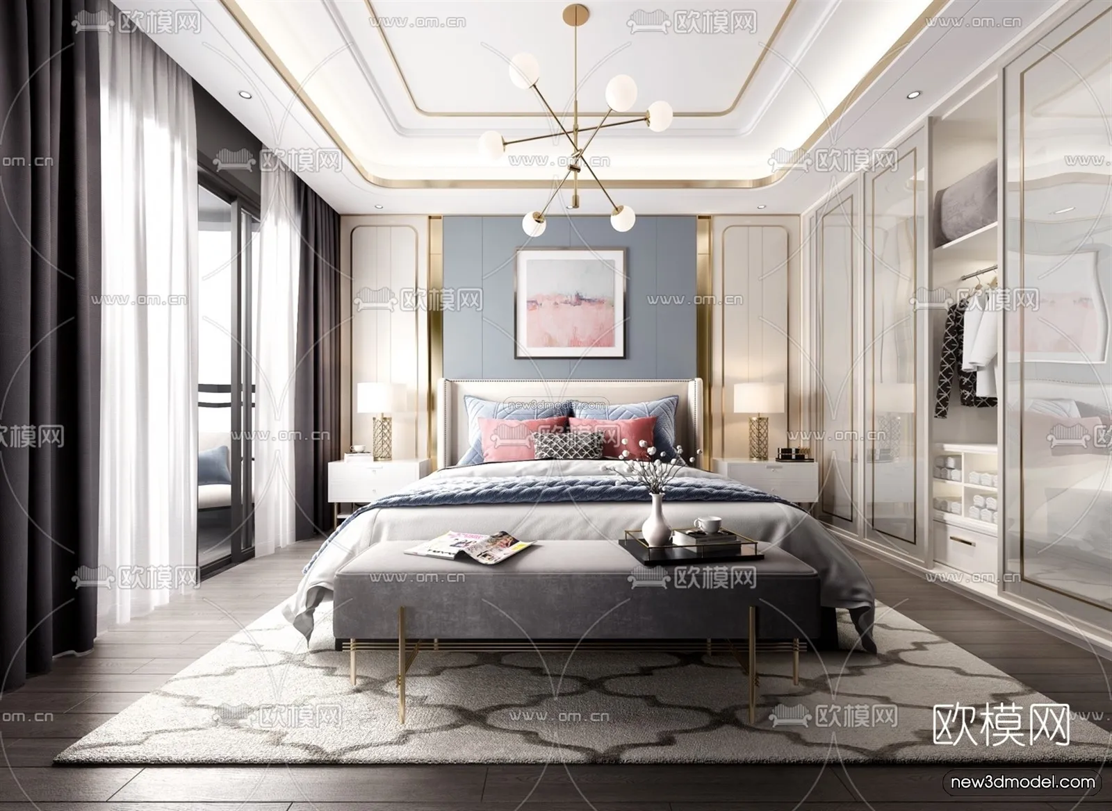 Luxury Style Interior 3D Blocks – Bedroom 3D Model – 234 – VRAY