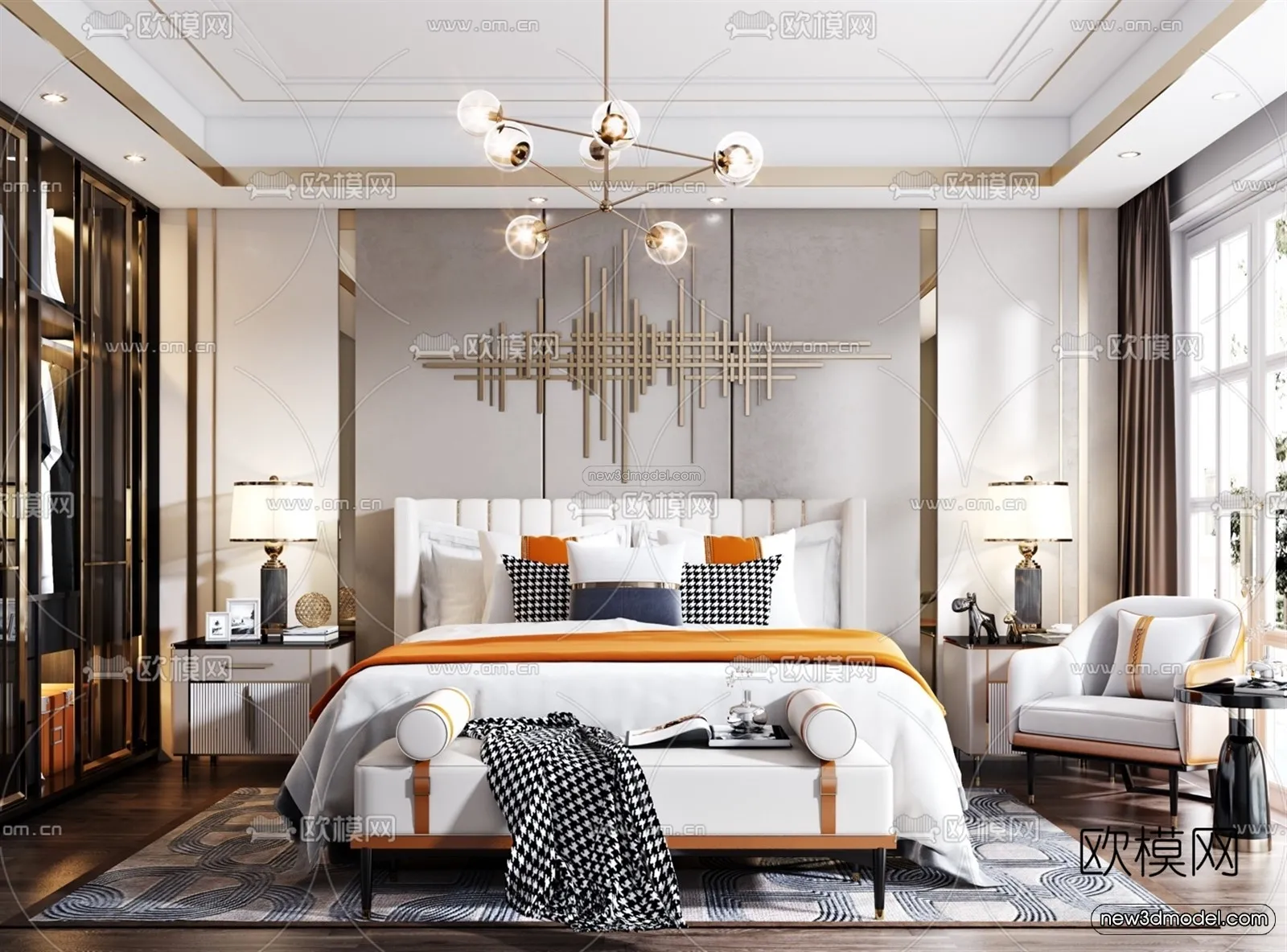 Luxury Style Interior 3D Blocks – Bedroom 3D Model – 236 – VRAY