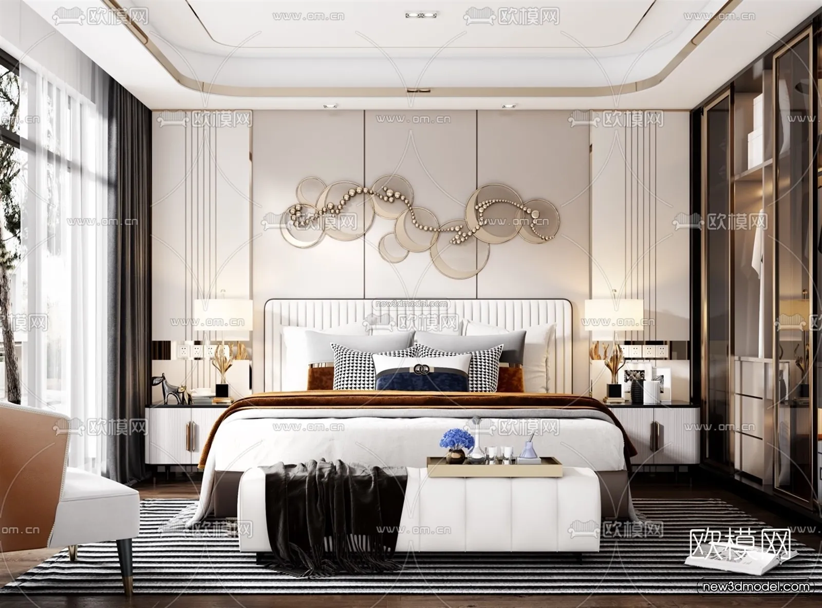Luxury Style Interior 3D Blocks – Bedroom 3D Model – 239 – VRAY