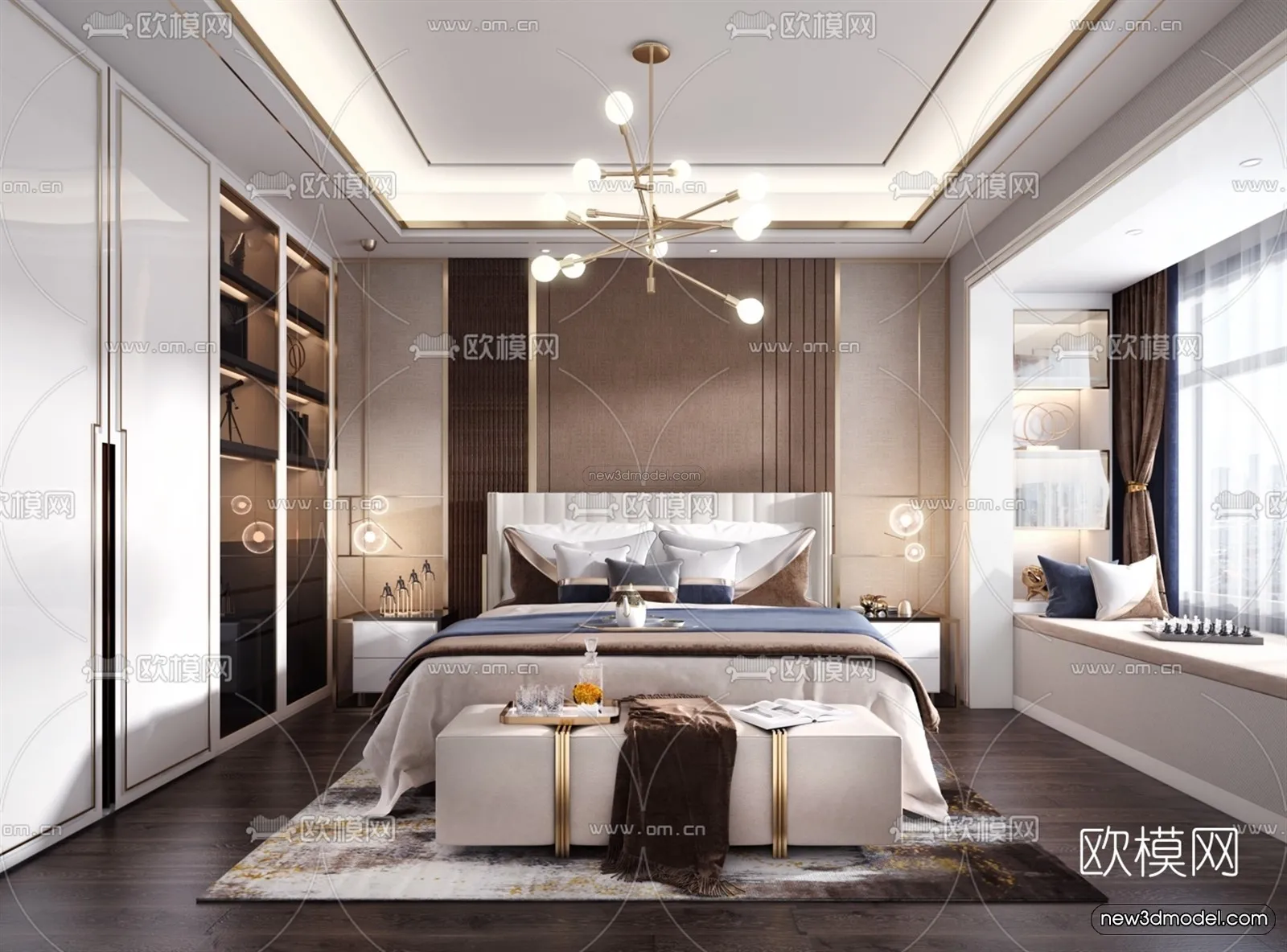 Luxury Style Interior 3D Blocks – Bedroom 3D Model – 240 – VRAY